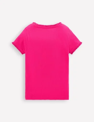 Short Sleeve Ribbed T-shirt Pink Peony