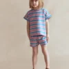 Short Sleeve Sweat Top Blue Stripe Short Sleeve Sweat Top Blue Stripe