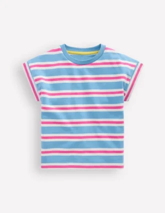 Short Sleeve Sweat Top Blue Stripe