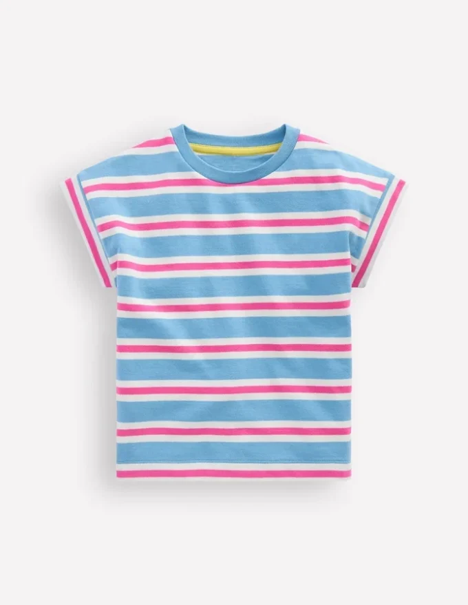 Short Sleeve Sweat Top Blue Stripe Short Sleeve Sweat Top Blue Stripe