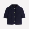 Short Sleeve Textured Jacket Navy