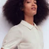 Short Sleeve Zip Collar Top Ivory Short Sleeve Zip Collar Top Ivory