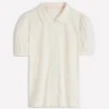 Short Sleeve Zip Collar Top Ivory Short Sleeve Zip Collar Top Ivory