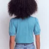 Short Sleeve Zip Collar Top Silver Lake Short Sleeve Zip Collar Top Silver Lake