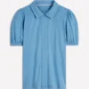 Short Sleeve Zip Collar Top Silver Lake Short Sleeve Zip Collar Top Silver Lake
