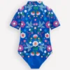 Short-sleeved Swimsuit Kingfisher Blue Bird Floral Short-sleeved Swimsuit Kingfisher Blue Bird Floral