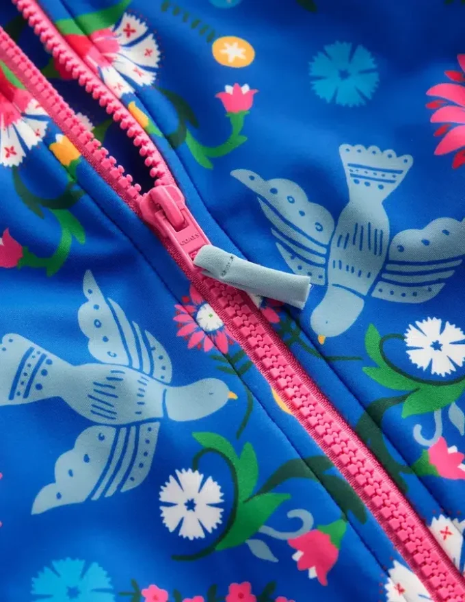 Short-sleeved Swimsuit Kingfisher Blue Bird Floral Short-sleeved Swimsuit Kingfisher Blue Bird Floral