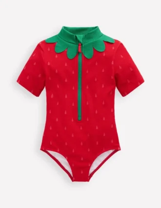 Short-sleeved Swimsuit Poppy Red Strawberry