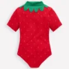 Short-sleeved Swimsuit Poppy Red Strawberry Short-sleeved Swimsuit Poppy Red Strawberry