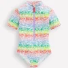 Short-sleeved Swimsuit Rainbow Ombre Flowerbed Short-sleeved Swimsuit Rainbow Ombre Flowerbed