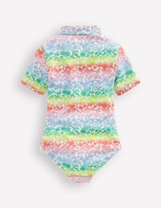 Short-sleeved Swimsuit Rainbow Ombre Flowerbed