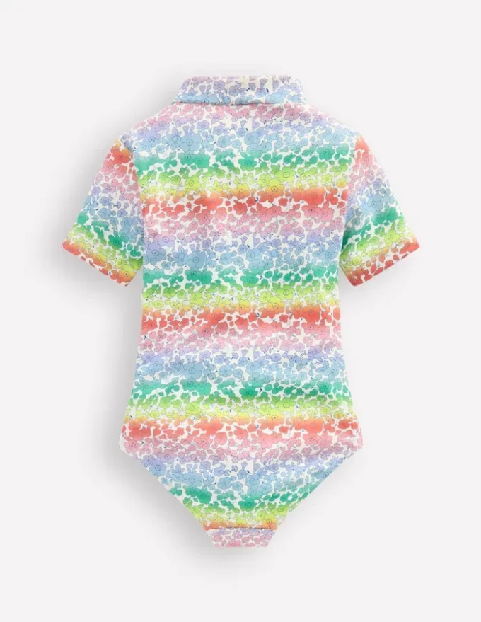 Short-sleeved Swimsuit Rainbow Ombre Flowerbed Short-sleeved Swimsuit Rainbow Ombre Flowerbed