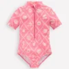 Short-sleeved Swimsuit Salmon Pink Shell Tile Short-sleeved Swimsuit Salmon Pink Shell Tile