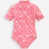 Short-sleeved Swimsuit Salmon Pink Shell Tile Short-sleeved Swimsuit Salmon Pink Shell Tile