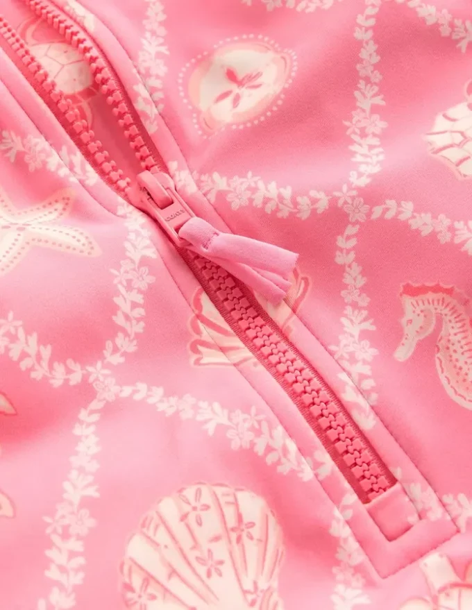 Short-sleeved Swimsuit Salmon Pink Shell Tile Short-sleeved Swimsuit Salmon Pink Shell Tile