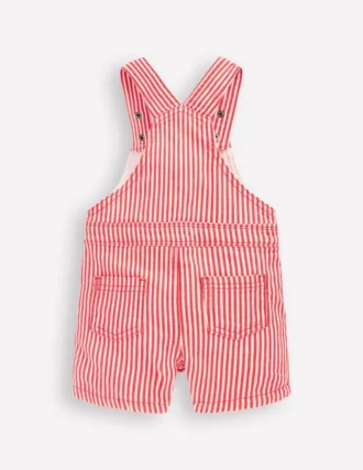 Short Woven Overalls Red Stripe