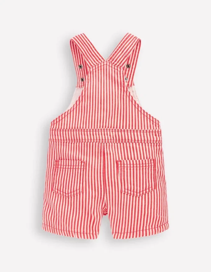 Short Woven Overalls Red Stripe Short Woven Overalls Red Stripe