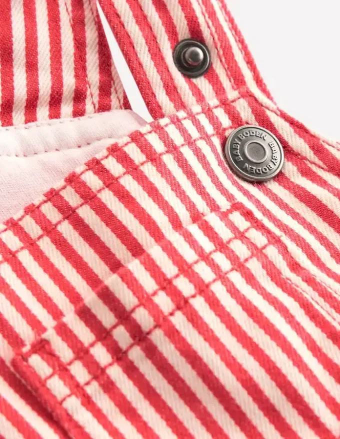 Short Woven Overalls Red Stripe Short Woven Overalls Red Stripe