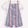 Short Woven Overalls Set Blue and Red Stripe