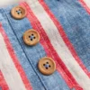 Short Woven Overalls Set Blue and Red Stripe