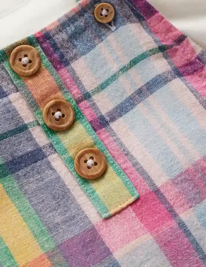 Short Woven Overalls Set Madras Check