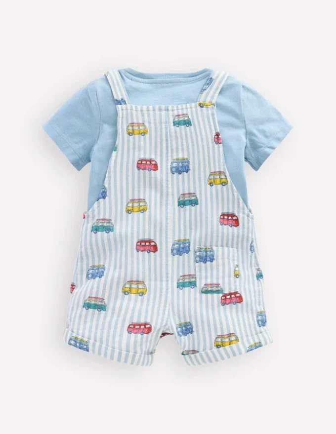 Short Woven Overalls Set Silver Lake Blue Camper Vans Short Woven Overalls Set Silver Lake Blue Camper Vans