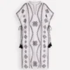 Side Tie Kaftan Dress White Black Embroidered Side Tie Kaftan Dress White Black Embroidered