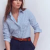 Sienna Cotton Shirt Bright Blue Fine Stripe Sienna Cotton Shirt Bright Blue Fine Stripe