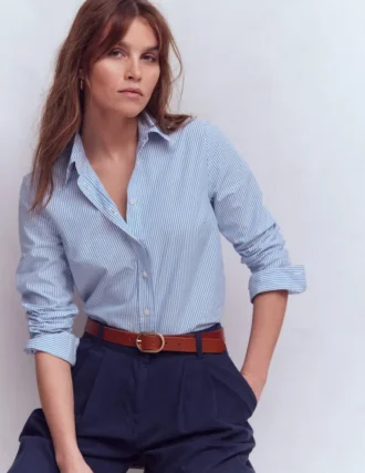 Sienna Cotton Shirt Bright Blue Fine Stripe
