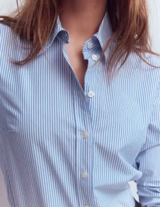 Sienna Cotton Shirt Bright Blue Fine Stripe