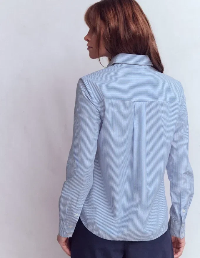 Sienna Cotton Shirt Bright Blue Fine Stripe Sienna Cotton Shirt Bright Blue Fine Stripe