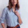 Sienna Cotton Shirt Bright Blue Fine Stripe Sienna Cotton Shirt Bright Blue Fine Stripe