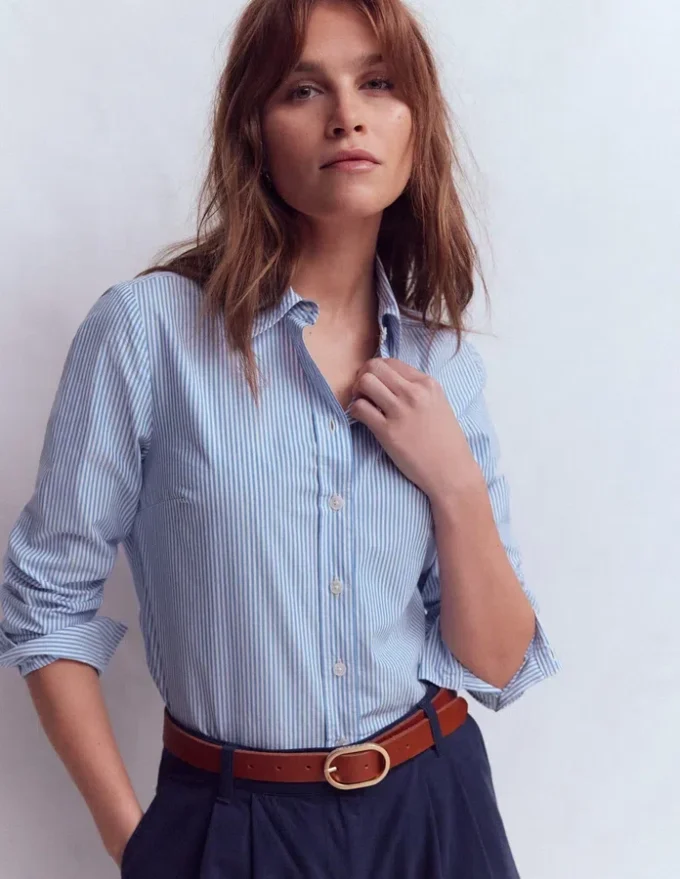 Sienna Cotton Shirt Bright Blue Fine Stripe Sienna Cotton Shirt Bright Blue Fine Stripe