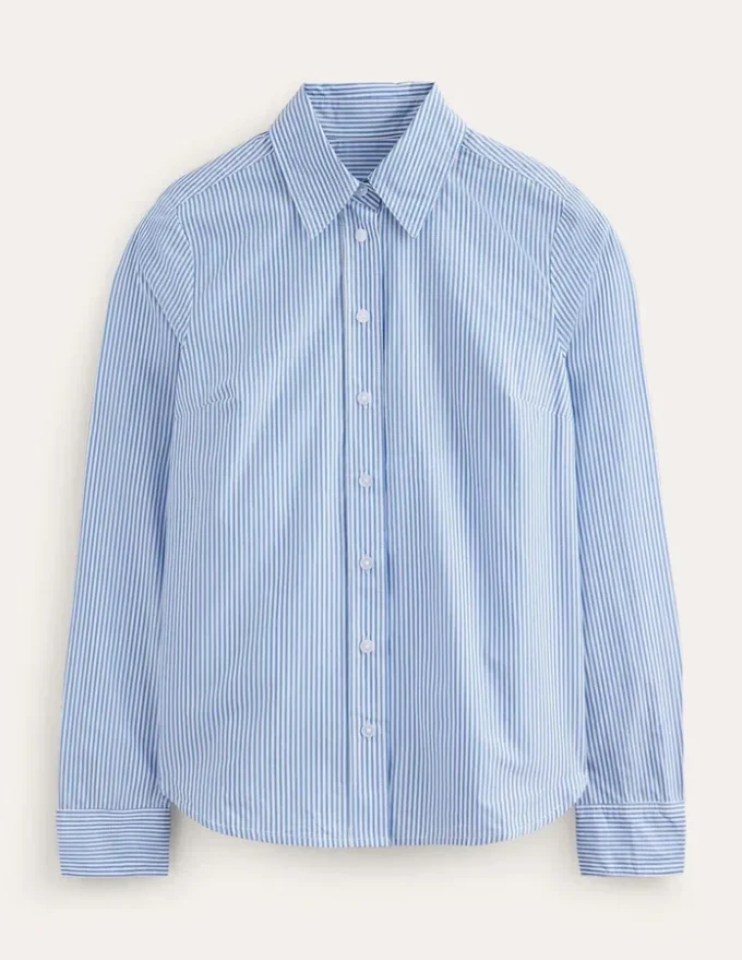 Sienna Cotton Shirt Bright Blue Fine Stripe Sienna Cotton Shirt Bright Blue Fine Stripe