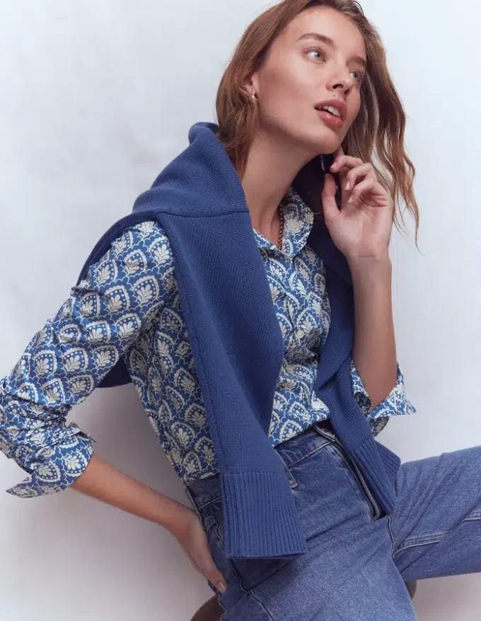 Sienna Cotton Shirt Denim Blue, Petal Terrace Sienna Cotton Shirt Denim Blue, Petal Terrace