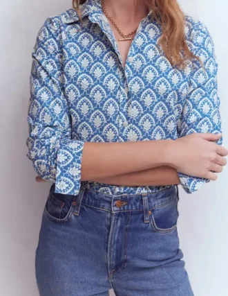 Sienna Cotton Shirt Denim Blue, Petal Terrace