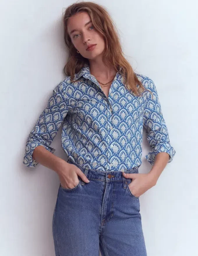 Sienna Cotton Shirt Denim Blue, Petal Terrace Sienna Cotton Shirt Denim Blue, Petal Terrace