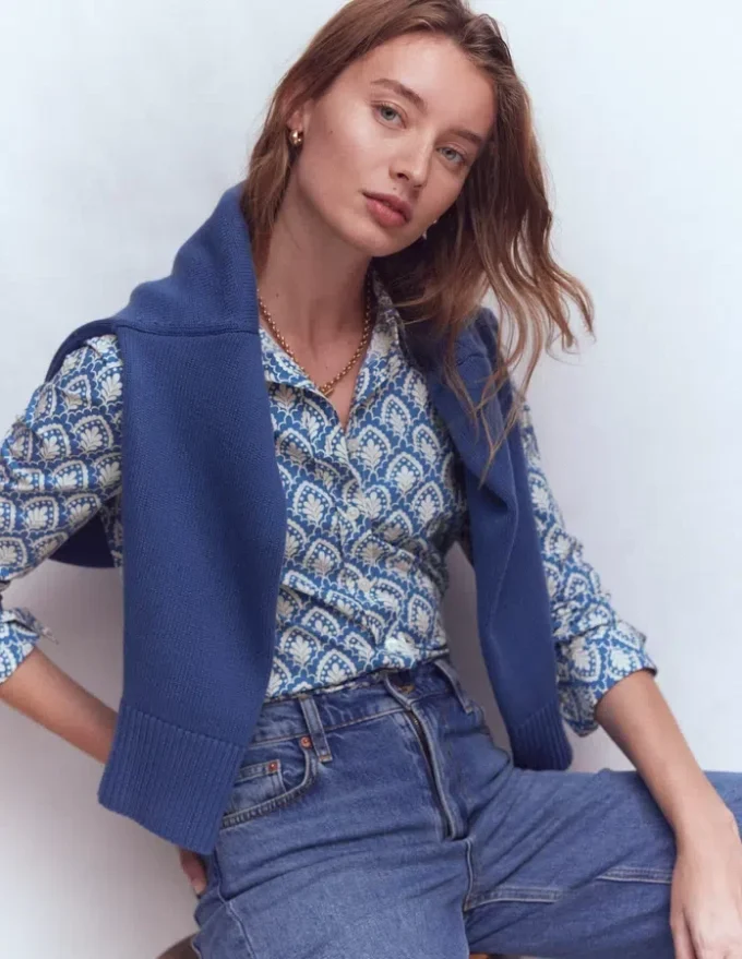 Sienna Cotton Shirt Denim Blue, Petal Terrace Sienna Cotton Shirt Denim Blue, Petal Terrace