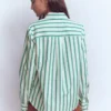 Sienna Cotton Shirt Green and Ivory Stripe Sienna Cotton Shirt Green and Ivory Stripe