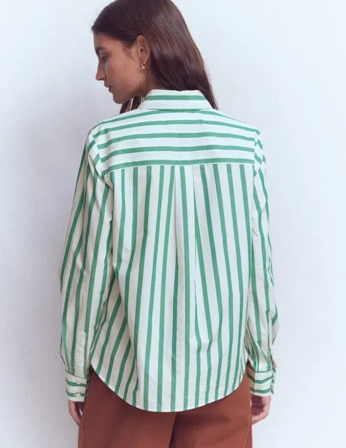 Sienna Cotton Shirt Green and Ivory Stripe Sienna Cotton Shirt Green and Ivory Stripe