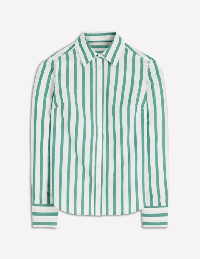 Sienna Cotton Shirt Green and Ivory Stripe Sienna Cotton Shirt Green and Ivory Stripe