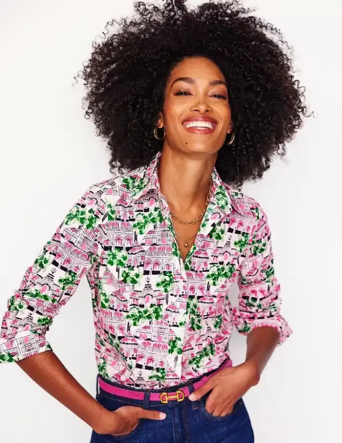 Sienna Cotton Shirt Ivory, Botanical Greenhouse Sienna Cotton Shirt Ivory, Botanical Greenhouse