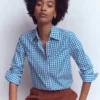 Sienna Cotton Shirt Kingfisher Blue Gingham Sienna Cotton Shirt Kingfisher Blue Gingham