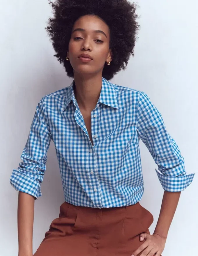 Sienna Cotton Shirt Kingfisher Blue Gingham Sienna Cotton Shirt Kingfisher Blue Gingham