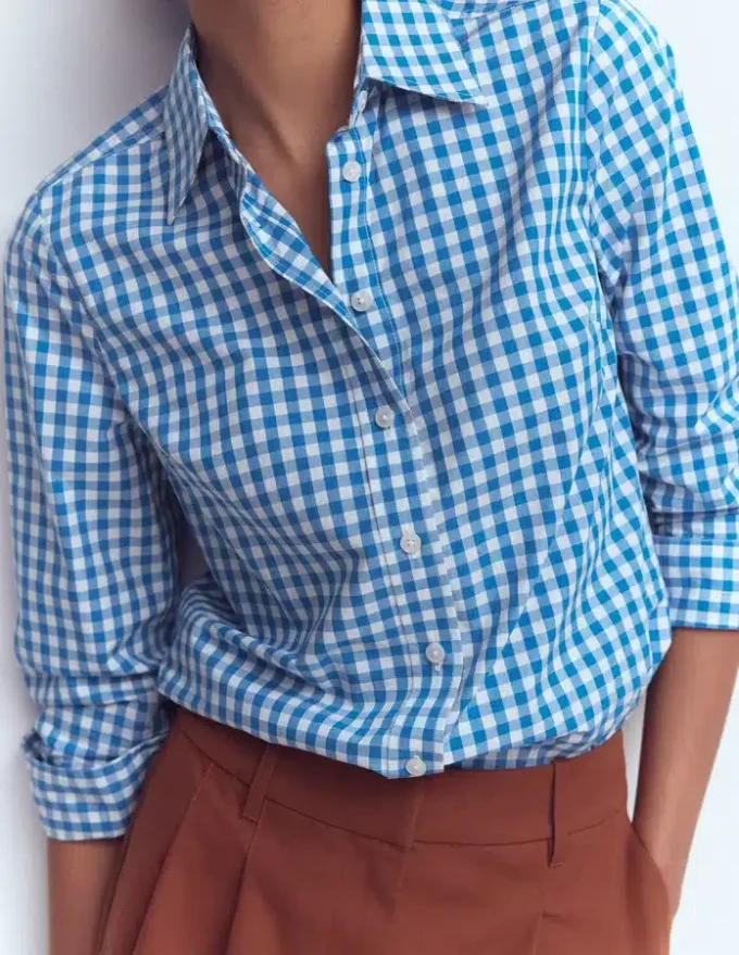 Sienna Cotton Shirt Kingfisher Blue Gingham Sienna Cotton Shirt Kingfisher Blue Gingham