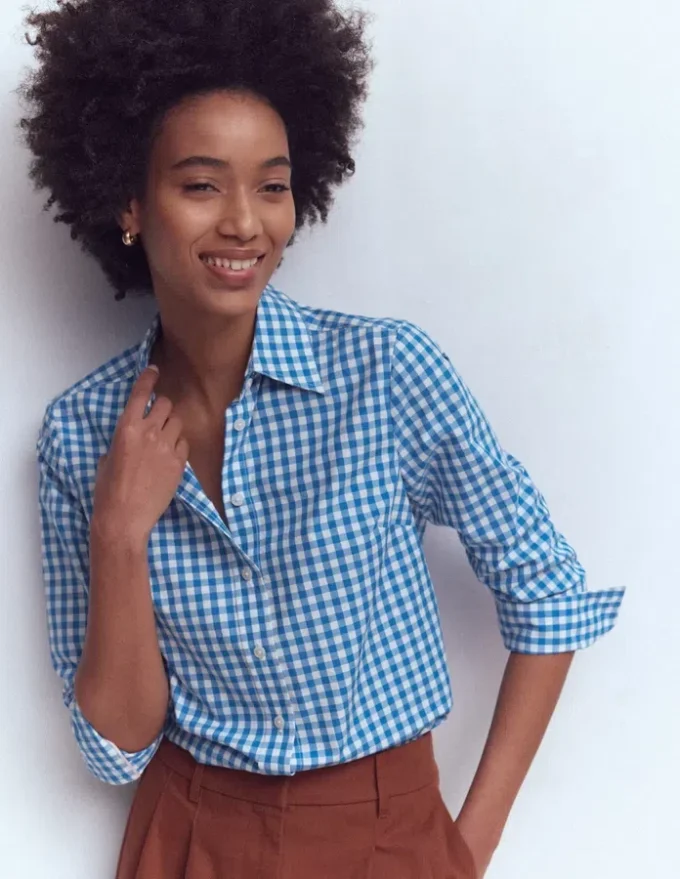 Sienna Cotton Shirt Kingfisher Blue Gingham Sienna Cotton Shirt Kingfisher Blue Gingham
