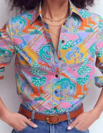 Sienna Cotton Shirt Multi, Enchanted Dreamscape