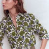 Sienna Cotton Shirt Olive, Shadow Blossom Sienna Cotton Shirt Olive, Shadow Blossom