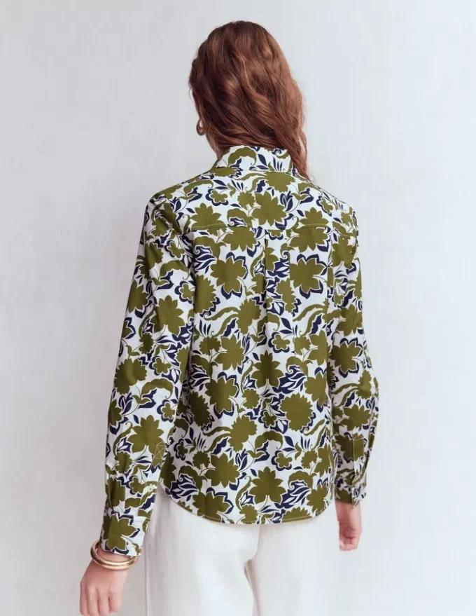 Sienna Cotton Shirt Olive, Shadow Blossom Sienna Cotton Shirt Olive, Shadow Blossom
