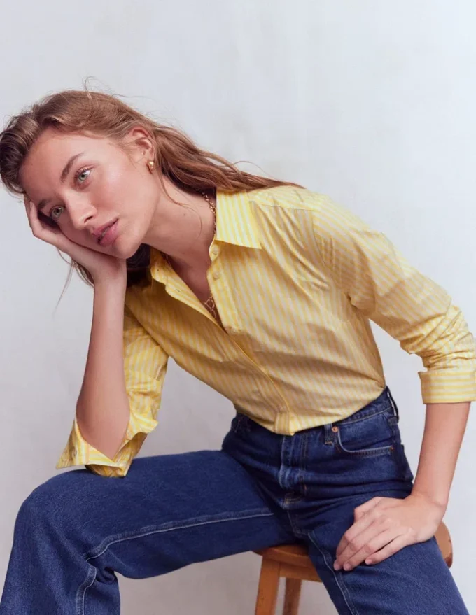 Sienna Cotton Shirt Yellow Fine Stripe Sienna Cotton Shirt Yellow Fine Stripe